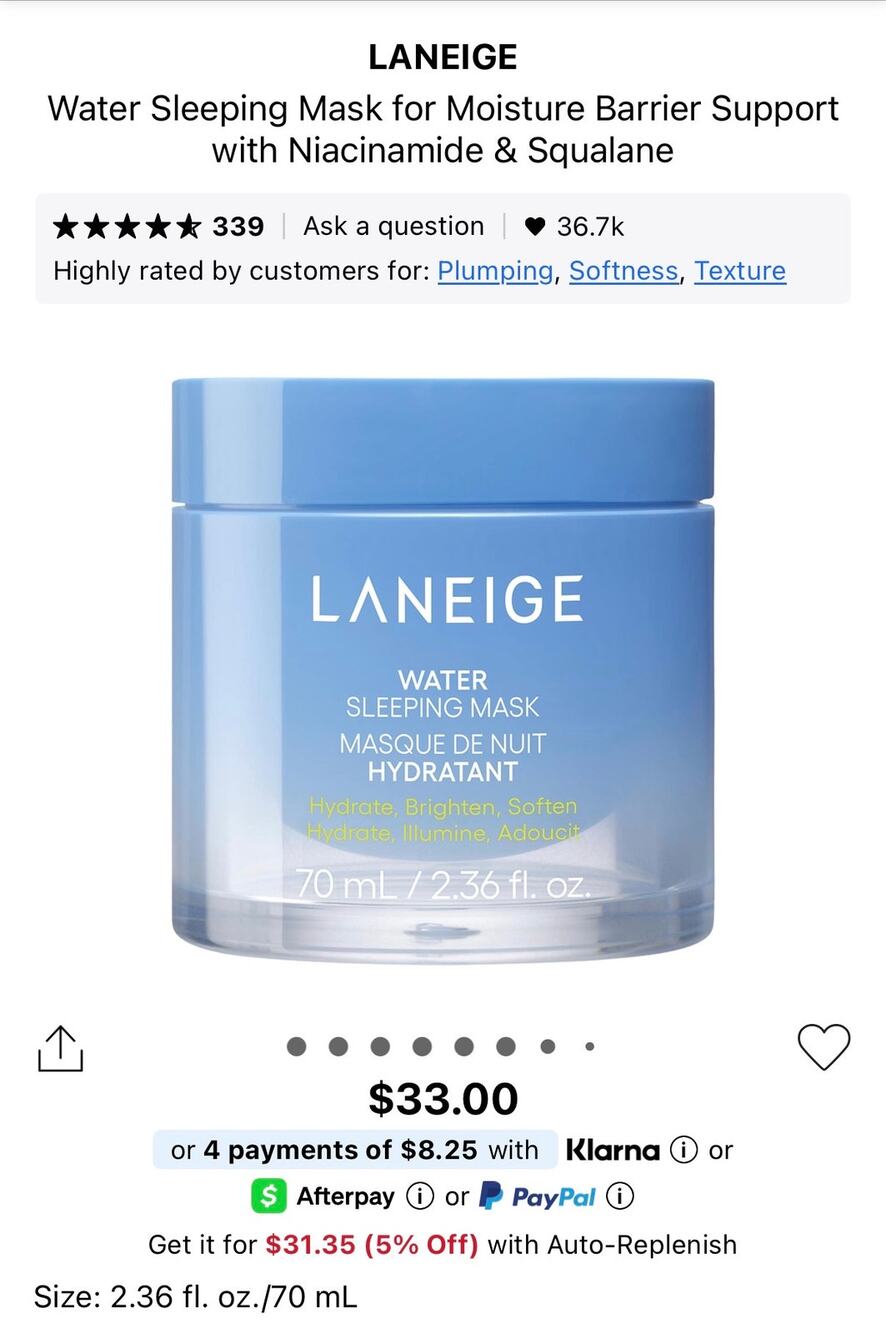 Laneige water sleeping mask 70ml